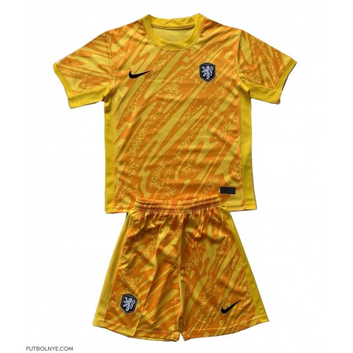 Camiseta Países Bajos Portero Visitante Equipación para niños Eurocopa 2024 manga corta (+ pantalones cortos)